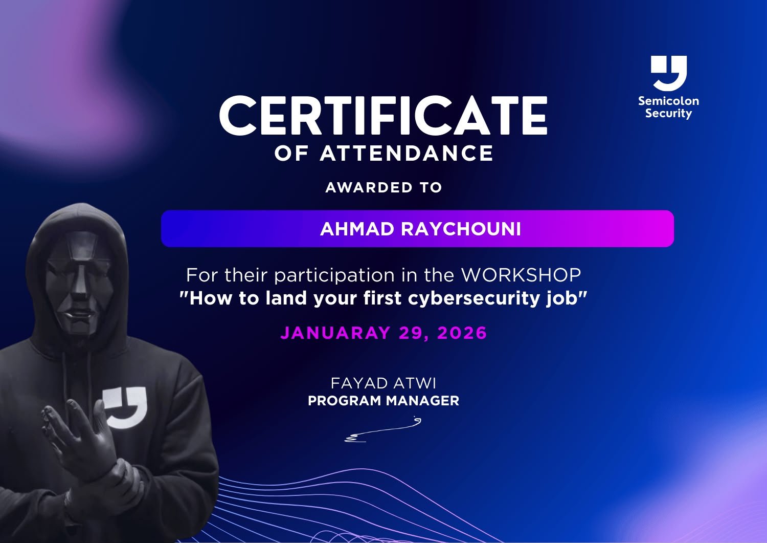 How to Land Your First Cybersecurity Job certificate