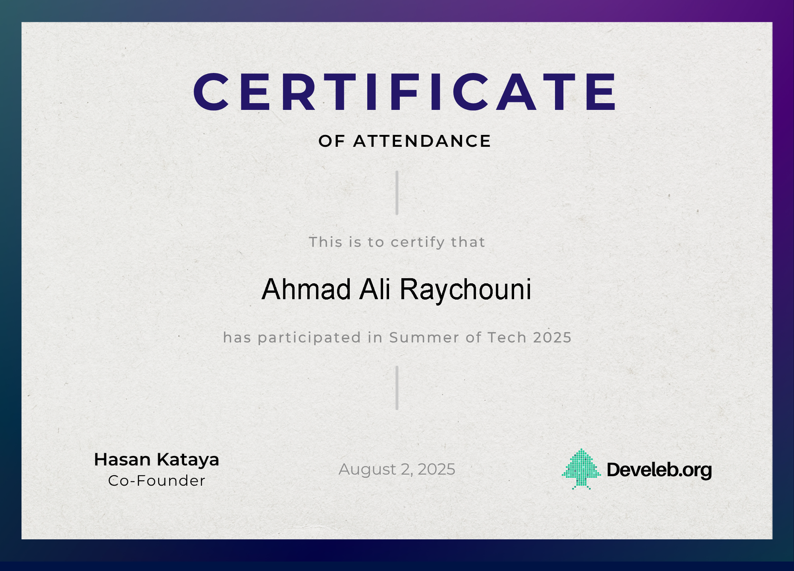 Summer of Tech 2025 certificate